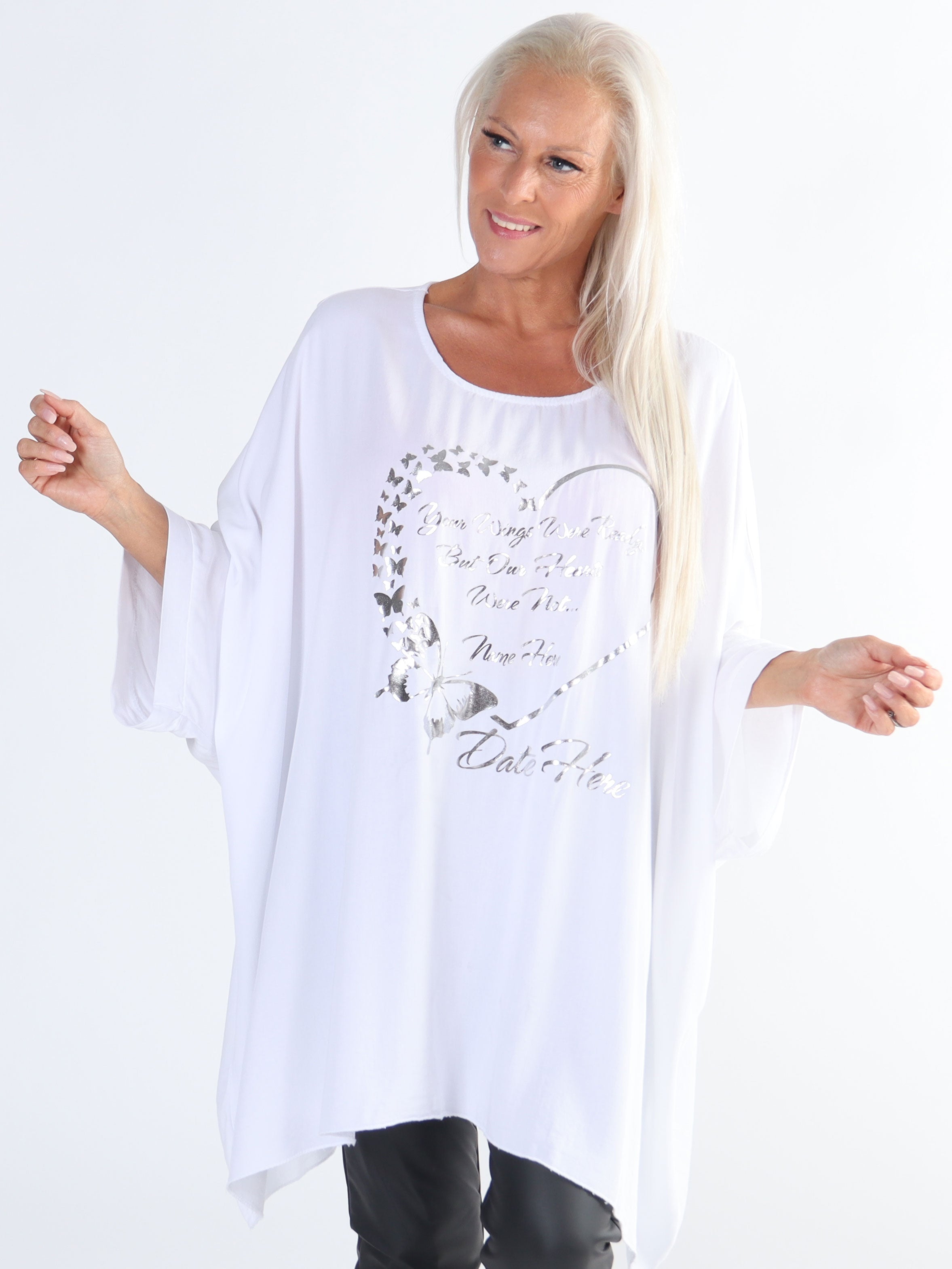 Hope Short - Cool plus size blus med motiv framtill